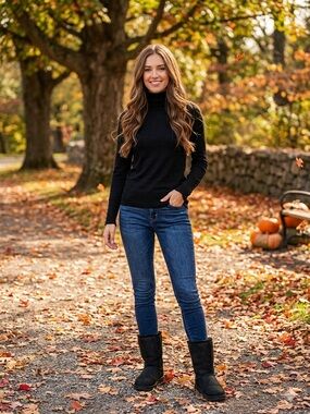 Retrelogy Women's Black Ribbed Turtleneck Sweater